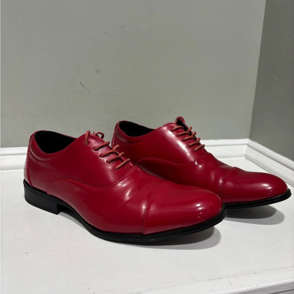 Stacy Adam’s Candy Apple Red Gala Captoe Men's Formal Dress Shoes-size 7.5 - Picture 5 of 10